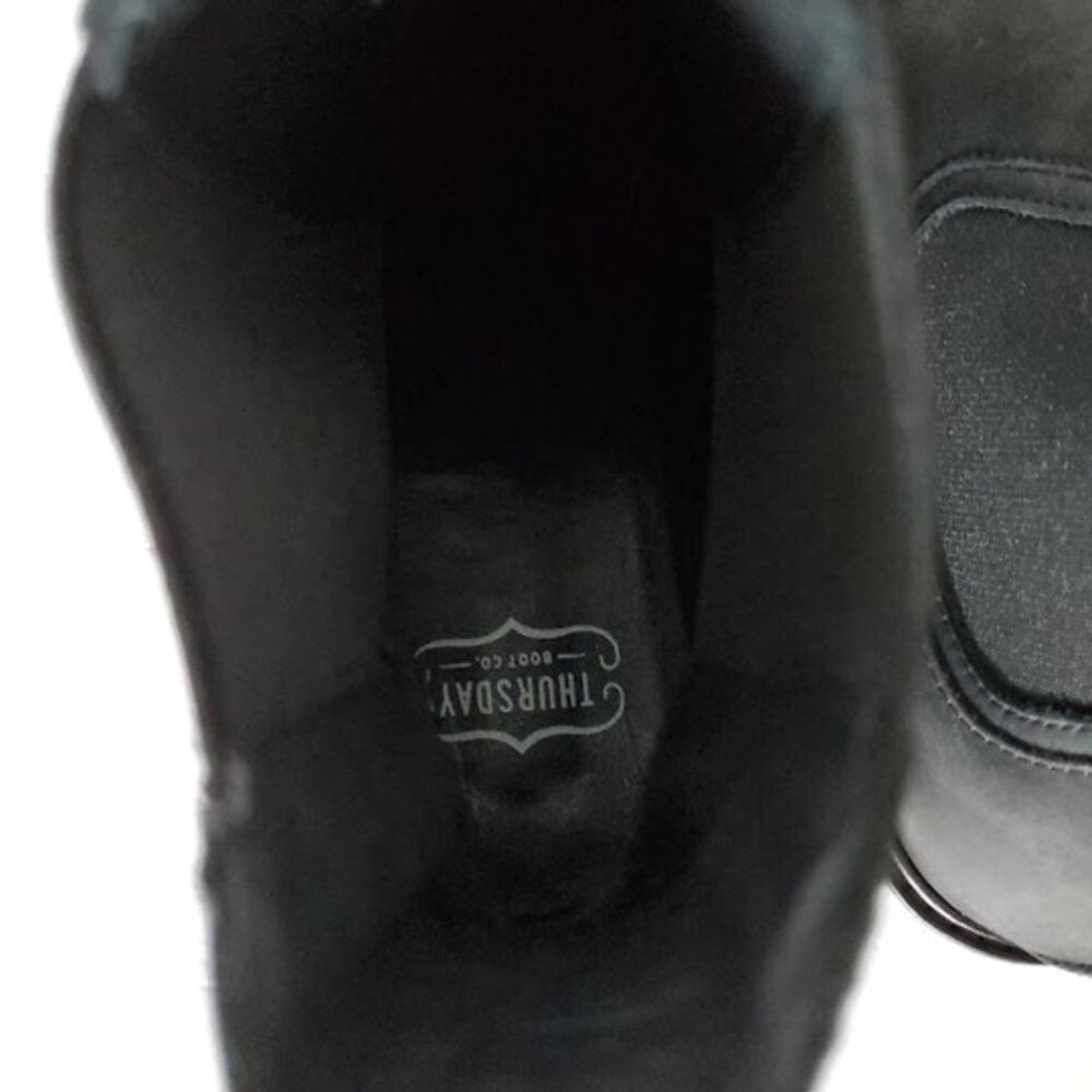 Thursday Knockout Black Matte Leather Boots Chelsea Rubber Lug Sole Moto Size 9 - Picture 11 of 12